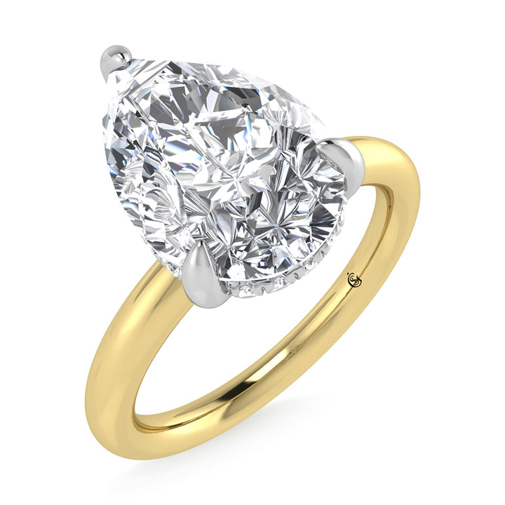 14K White Gold Lab Grown Diamond 3 1/20 Ct.Tw. Pear Shape  Engagement Ring (IGI Certified Center 3ct)