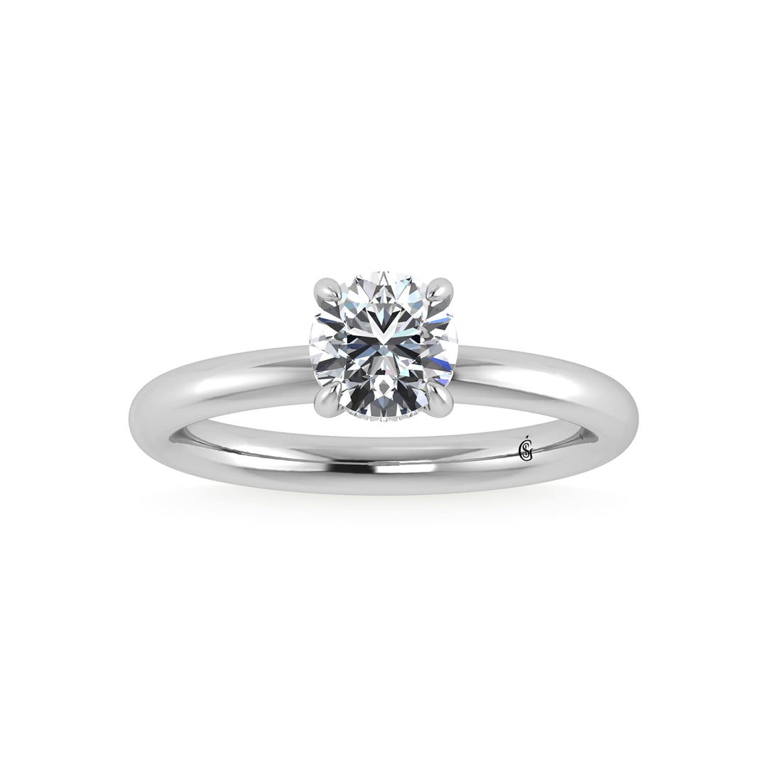 14K White Gold Lab Grown Diamond 1 1/20Ct.Tw. Round Shape Engagement Ring (IGI Certified Center 1ct)
