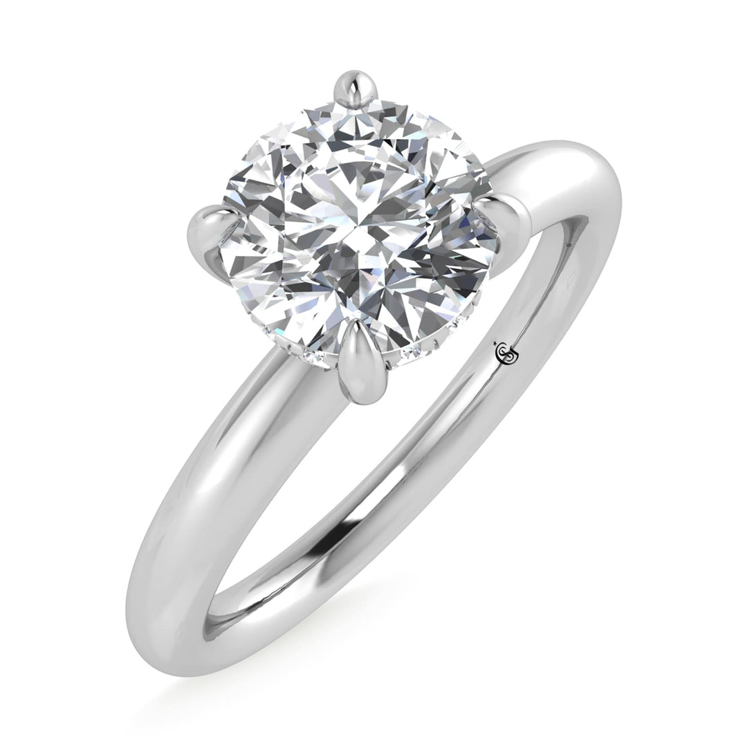 14K White Gold Lab Grown Diamond 1 1/20Ct.Tw. Round Shape Engagement Ring (IGI Certified Center 1ct)