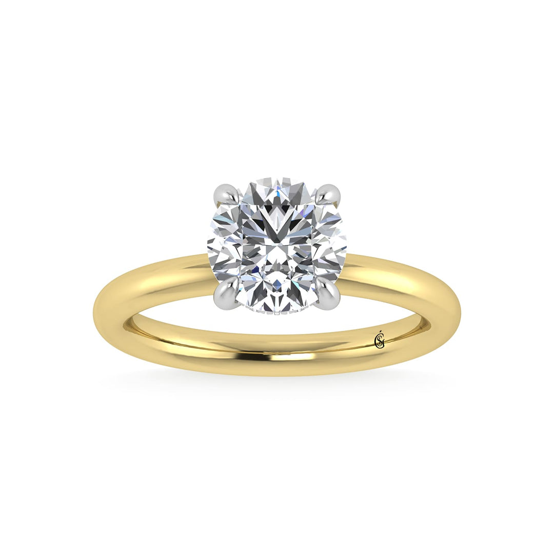 14K White Gold Lab Grown Diamond 2 1/20 Ct.Tw. Round Shape  Engagement Ring (IGI Certified Center 2ct)