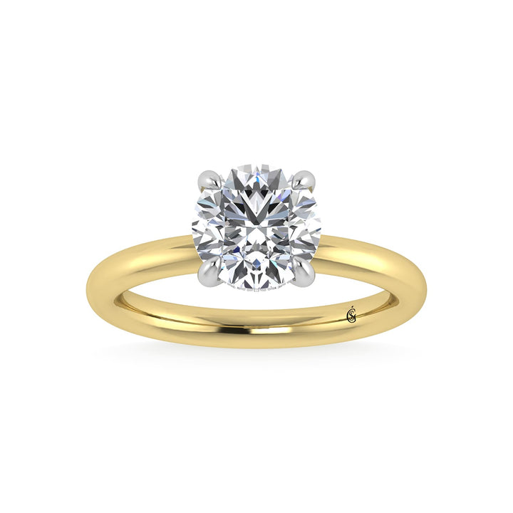 14K White Gold Lab Grown Diamond 2 1/20 Ct.Tw. Round Shape  Engagement Ring (IGI Certified Center 2ct)