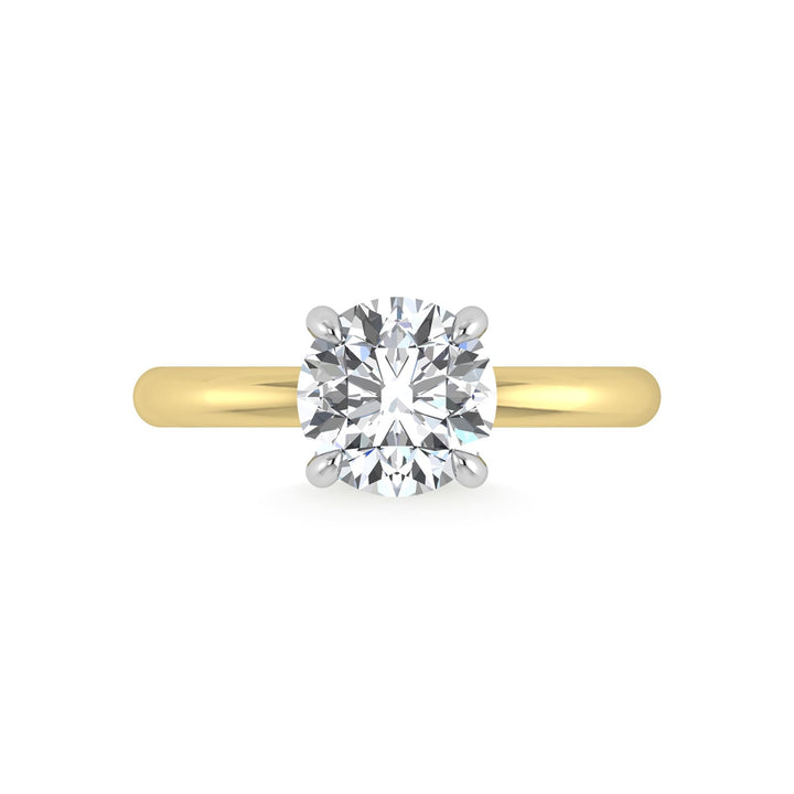 14K White Gold Lab Grown Diamond 2 1/20 Ct.Tw. Round Shape  Engagement Ring (IGI Certified Center 2ct)