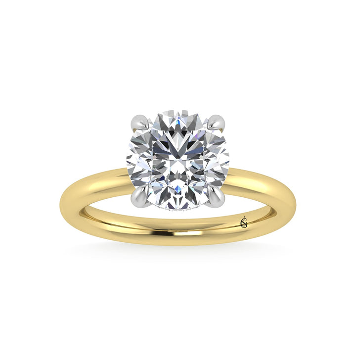 14K White Gold Lab Grown Diamond 3 1/20 Ct.Tw. Round Shape  Engagement Ring (IGI Certified Center 3ct)