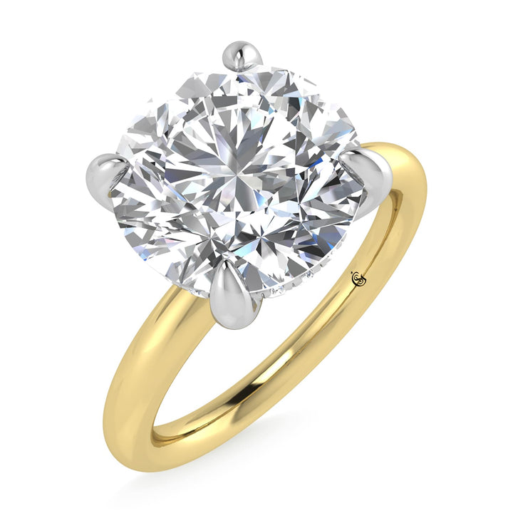14K White Gold Lab Grown Diamond 3 1/20 Ct.Tw. Round Shape  Engagement Ring (IGI Certified Center 3ct)
