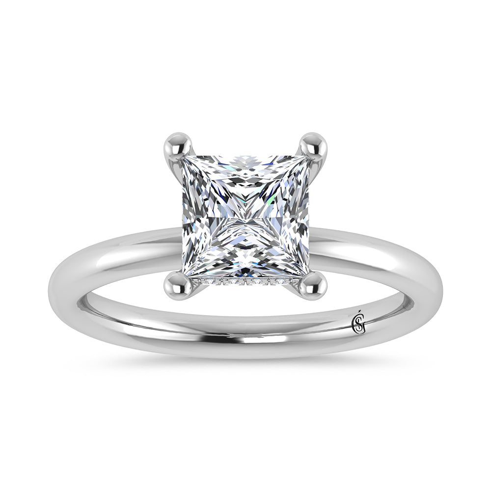 14K White Gold Lab Grown Princess Shape Lab Grown Diamond 1 1/2 ct.tw. Certified Solitaire Engagement Ring (IGI Certified Center  1 1/2ct)