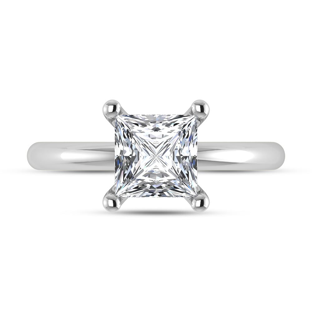 14K White Gold Lab Grown Princess Shape Lab Grown Diamond 1 1/2 ct.tw. Certified Solitaire Engagement Ring (IGI Certified Center  1 1/2ct)