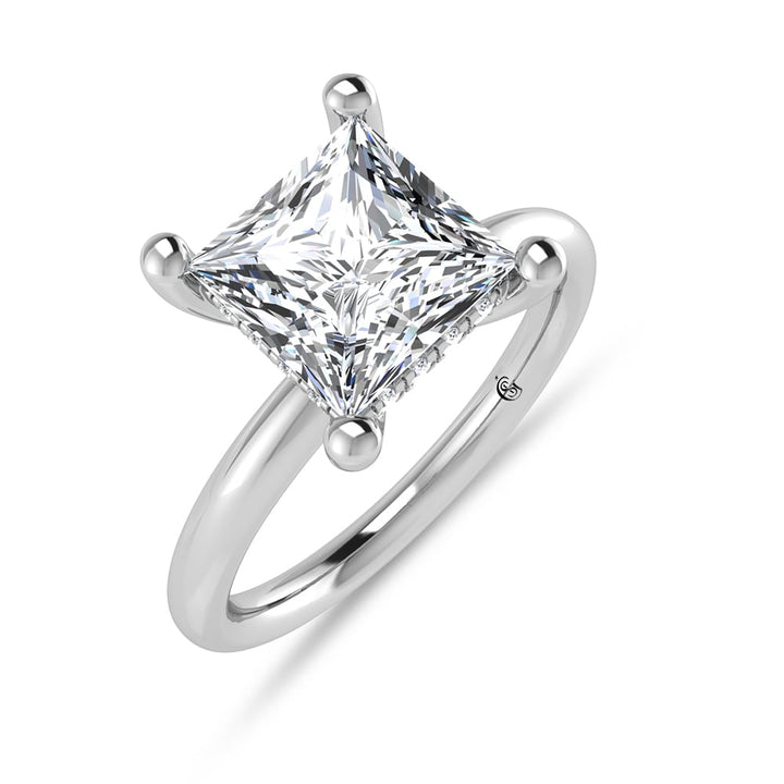 14K White Gold Lab Grown Princess Shape Lab Grown Diamond 1 1/2 ct.tw. Certified Solitaire Engagement Ring (IGI Certified Center  1 1/2ct)