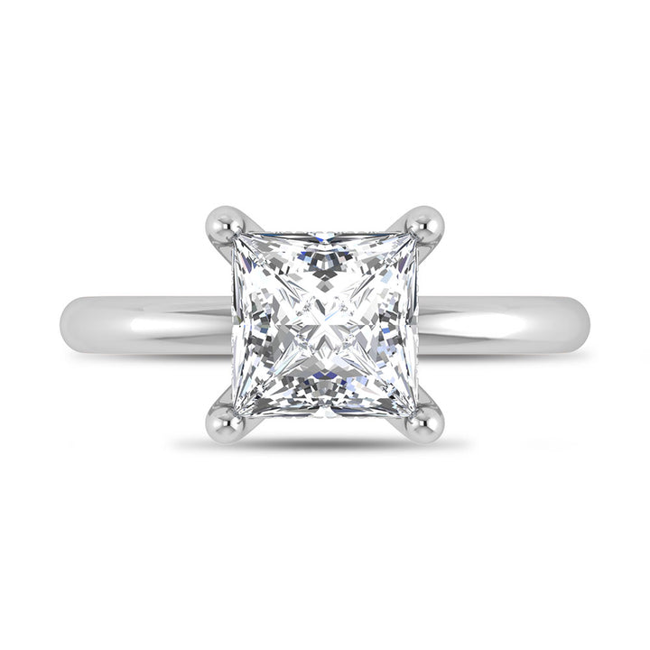 14K White Gold Lab Grown Princess Shape Lab Grown Diamond 2 1/20 ct.tw. Certified Solitaire Engagement Ring (IGI Certified Center 2ct)
