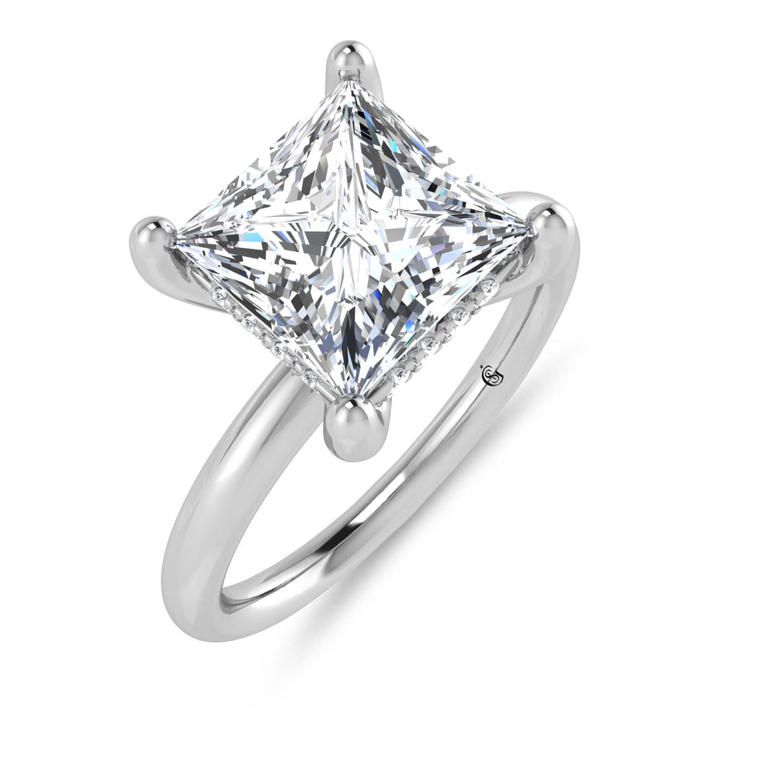 14K White Gold Lab Grown Princess Shape Lab Grown Diamond 2 1/20 ct.tw. Certified Solitaire Engagement Ring (IGI Certified Center 2ct)