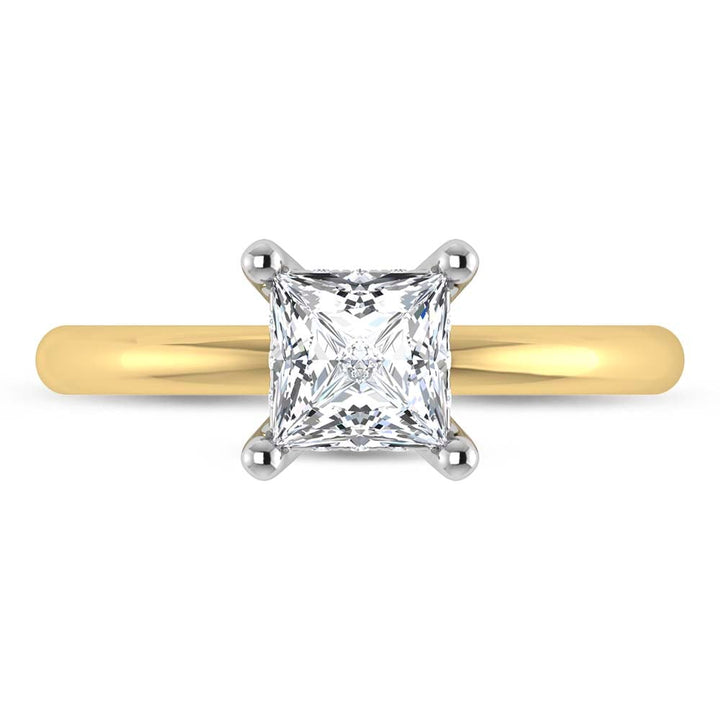 14K Yellow Gold Lab Grown Diamond 1 1/20 Ct.Tw. Princess Shape Engagement Ring (Center 1 CT Certified)