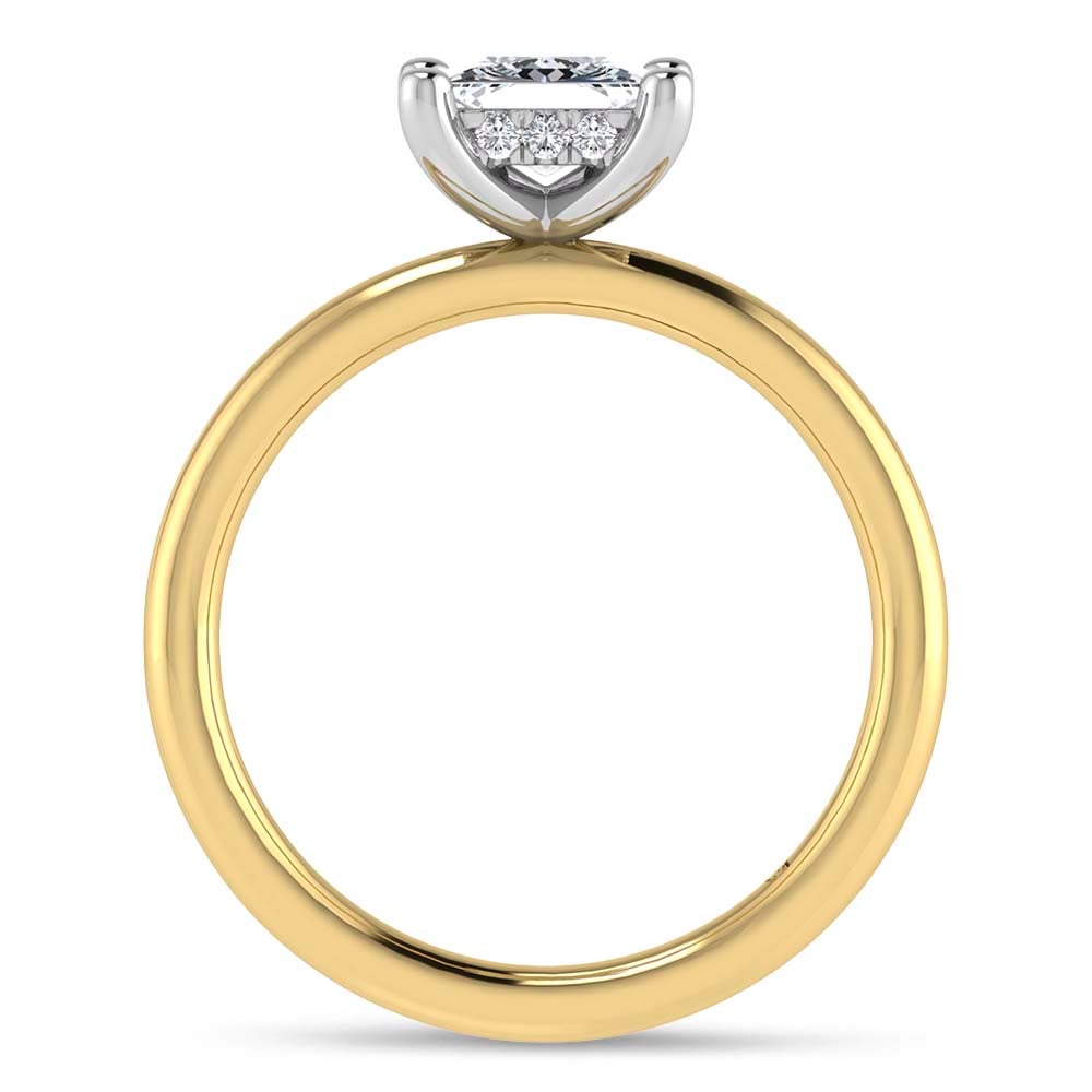 14K Yellow Gold Lab Grown Diamond 1 1/20 Ct.Tw. Princess Shape Engagement Ring (Center 1 CT Certified)