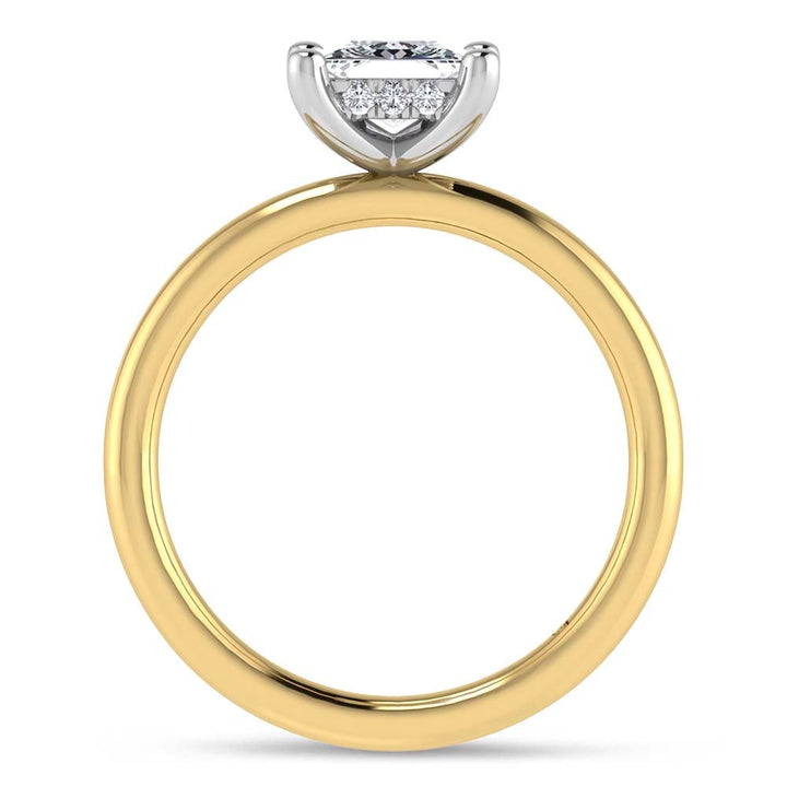 14K Yellow Gold Lab Grown Diamond 1 1/20 Ct.Tw. Princess Shape Engagement Ring (Center 1 CT Certified)