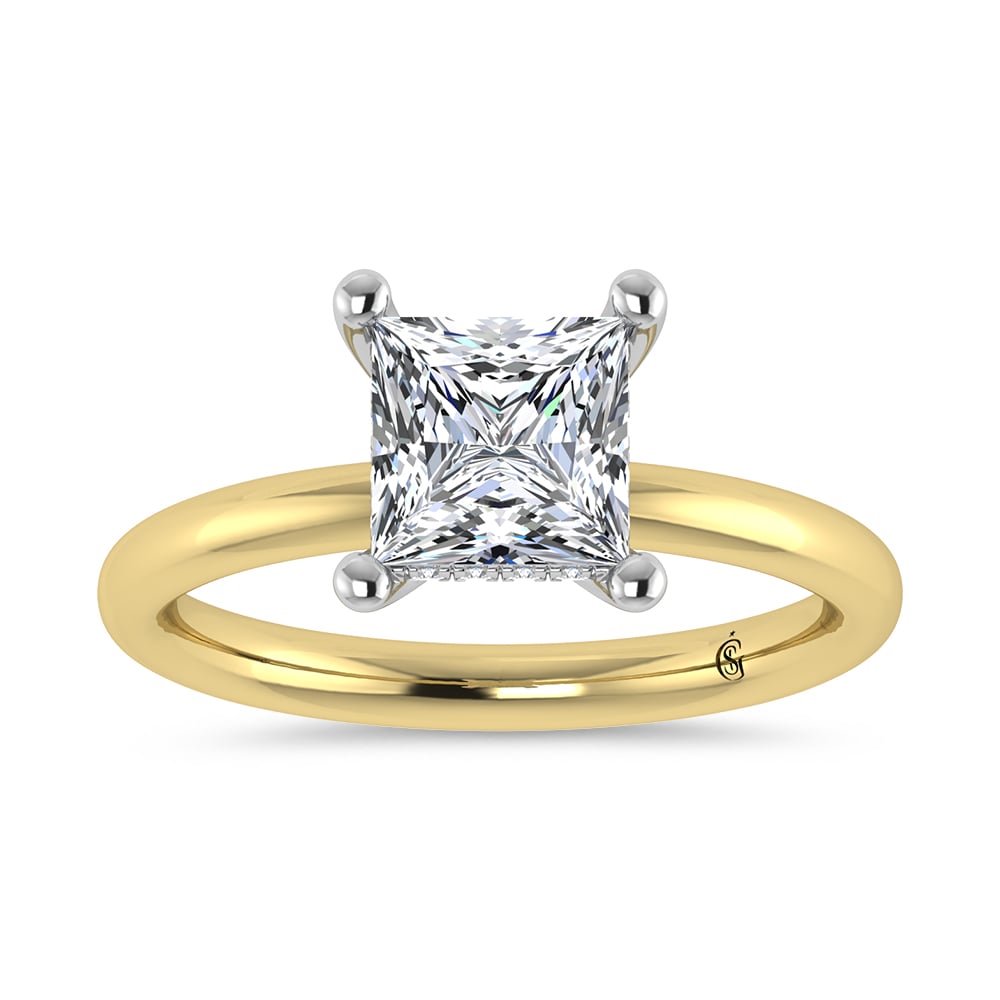 14K Yellow Gold Lab Grown Princess Shape Lab Grown Diamond 1 1/2 ct.tw. IGI Certified Solitaire Engagement Ring (Center 1 1/2 ct)