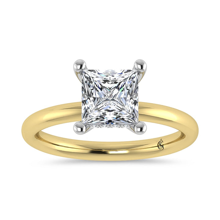 14K Yellow Gold Lab Grown Princess Shape Lab Grown Diamond 1 1/2 ct.tw. IGI Certified Solitaire Engagement Ring (Center 1 1/2 ct)
