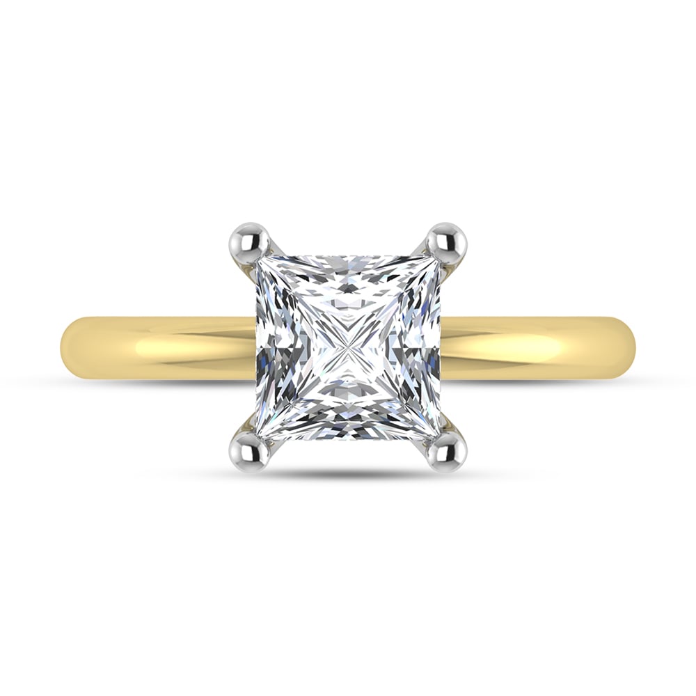 14K Yellow Gold Lab Grown Princess Shape Lab Grown Diamond 1 1/2 ct.tw. IGI Certified Solitaire Engagement Ring (Center 1 1/2 ct)