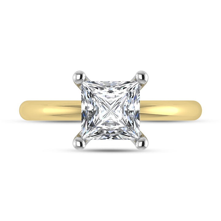 14K Yellow Gold Lab Grown Princess Shape Lab Grown Diamond 1 1/2 ct.tw. IGI Certified Solitaire Engagement Ring (Center 1 1/2 ct)