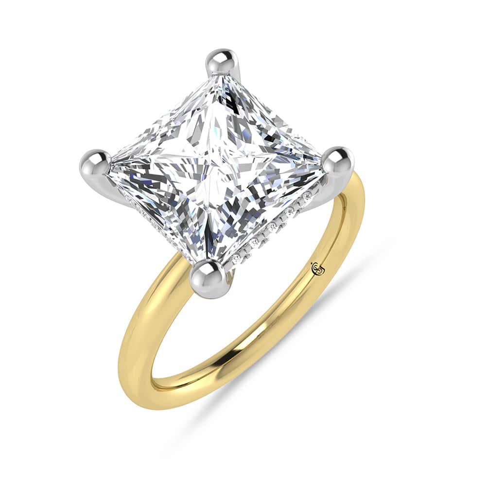 14K Yellow Gold Lab Grown Princess Shape Lab Grown Diamond 3 1/20 ct.tw. Solitaire Engagement Ring ((IGI Certified Center 3ct)