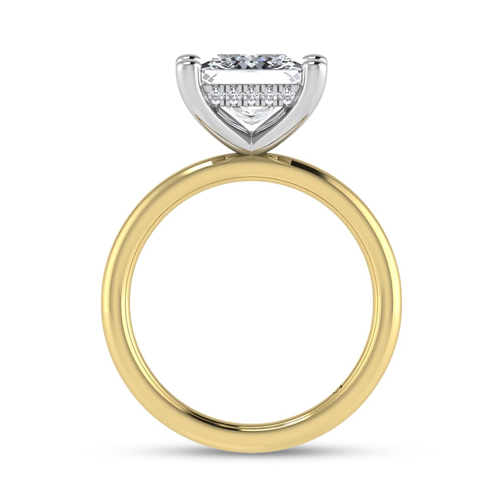 14K Yellow Gold Lab Grown Princess Shape Lab Grown Diamond 3 1/20 ct.tw. Solitaire Engagement Ring ((IGI Certified Center 3ct)