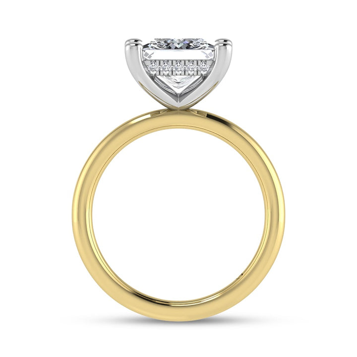 14K Yellow Gold Lab Grown Princess Shape Lab Grown Diamond 3 1/20 ct.tw. Solitaire Engagement Ring ((IGI Certified Center 3ct)