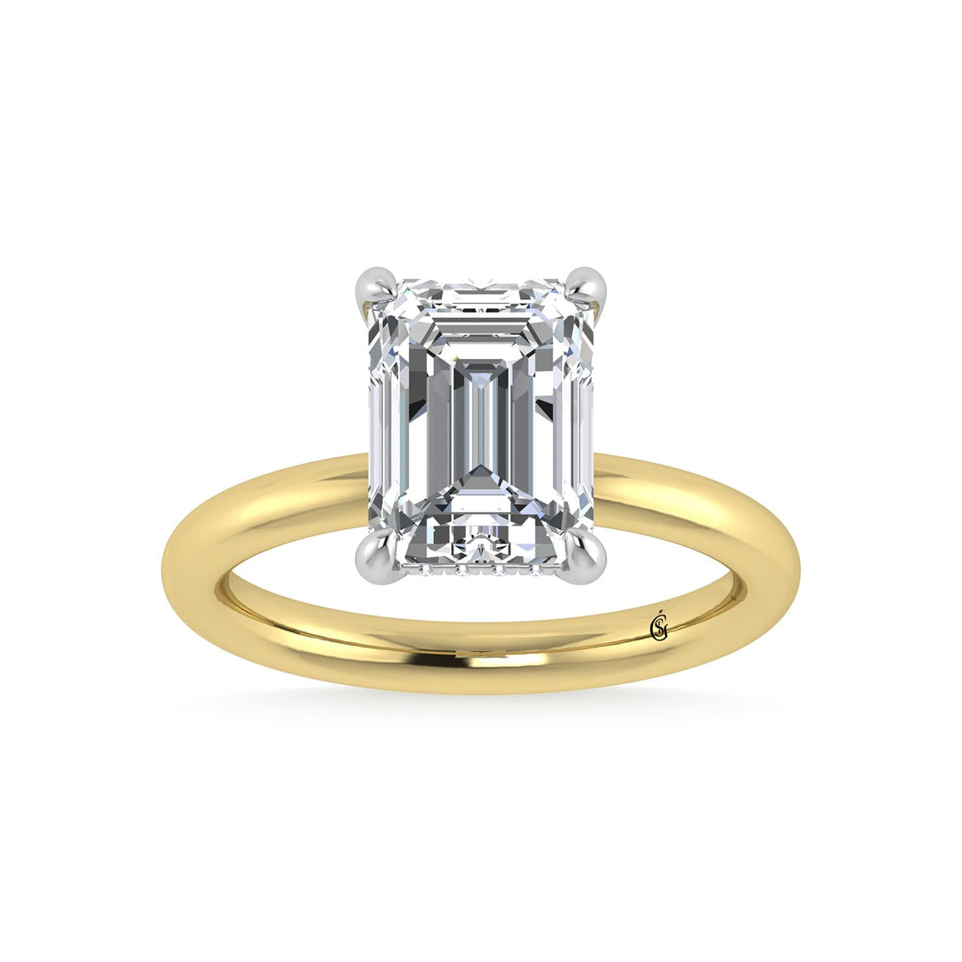 14K White Gold Lab Grown Diamond 3 1/20 Ct.Tw. Emerald Shape IGI Certified Engagement Ring (Center 3ct)