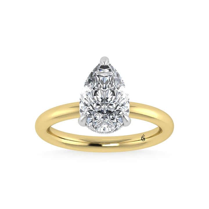 14K White Gold Lab Grown Diamond 3 1/20 Ct.Tw. Pear Shape IGI Certified Engagement Ring (Center 3ct)