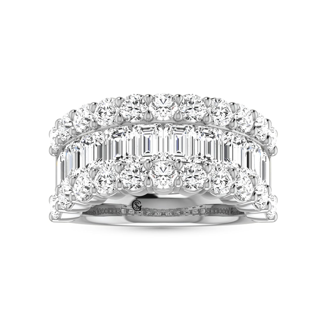 14K White Gold Lab Grown Diamond 4 3/8 Ct.Tw. Round and Emerald Band