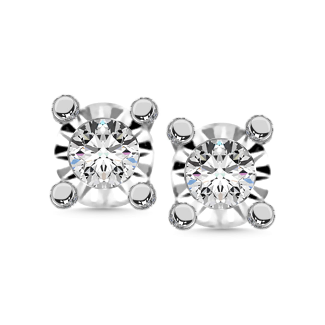 Sterling Silver Lab Grown Diamond 1/4 Ct.Tw. Illusion Stud Earrings