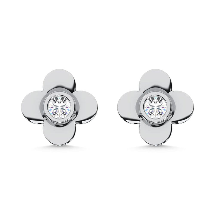 10K White Gold Lab Grown Diamond 1/10 Ct.Tw. Clover Earrings