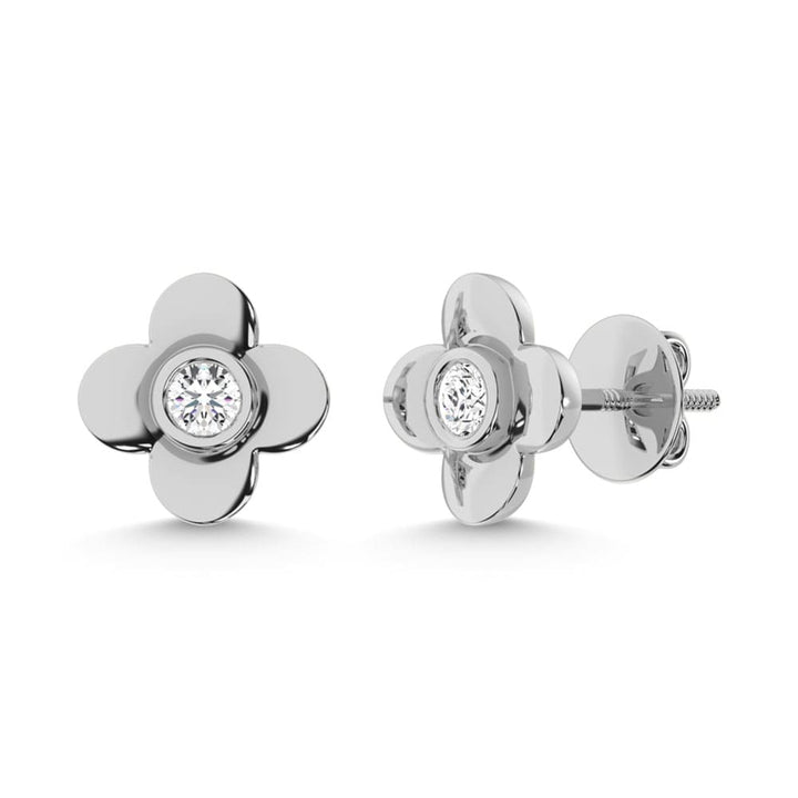 10K White Gold Lab Grown Diamond 1/10 Ct.Tw. Clover Earrings