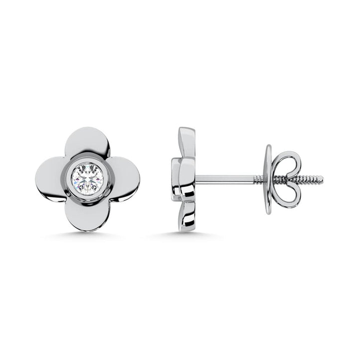 10K White Gold Lab Grown Diamond 1/10 Ct.Tw. Clover Earrings