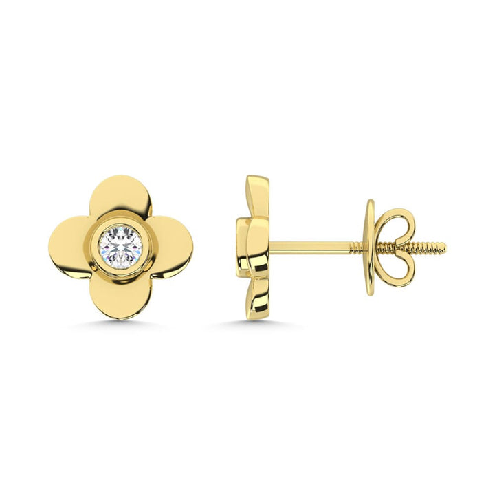 10K Yellow Gold Lab Grown Diamond 1/10 Ct.Tw. Clover Earrings