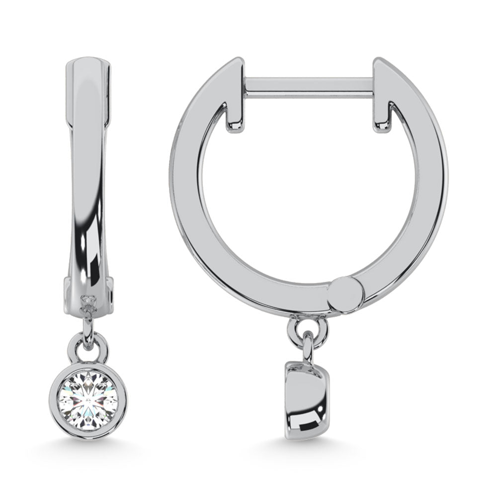 10K White Gold Lab Grown Diamond 1/5 Ct.Tw. Hoop Earrings