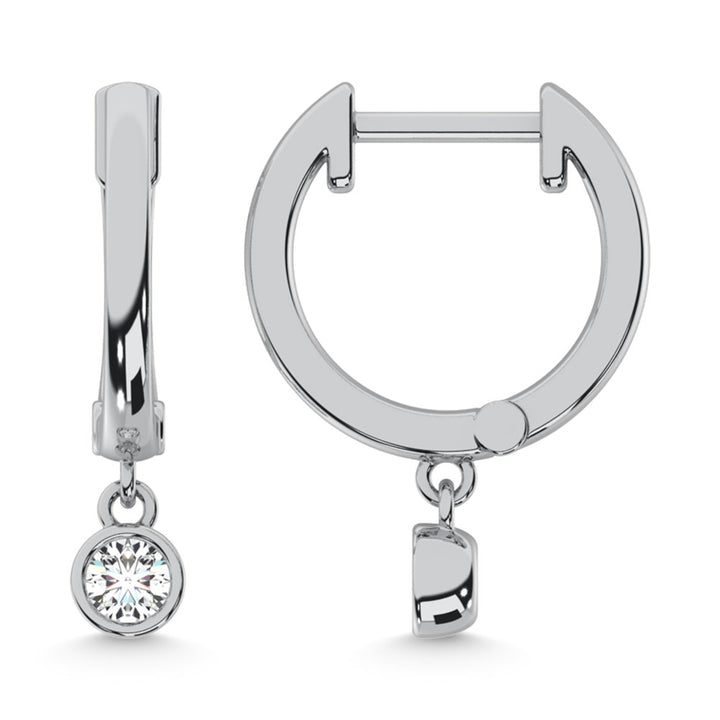 10K White Gold Lab Grown Diamond 1/5 Ct.Tw. Hoop Earrings