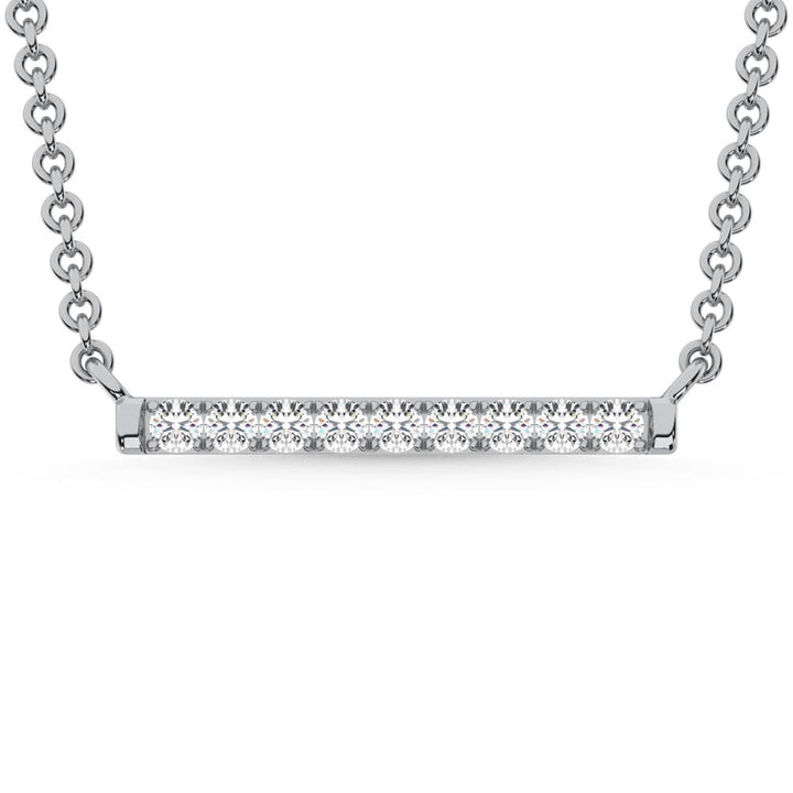 10K White Gold Lab Grown Diamond 1/10 Ct.Tw. Bar Necklace