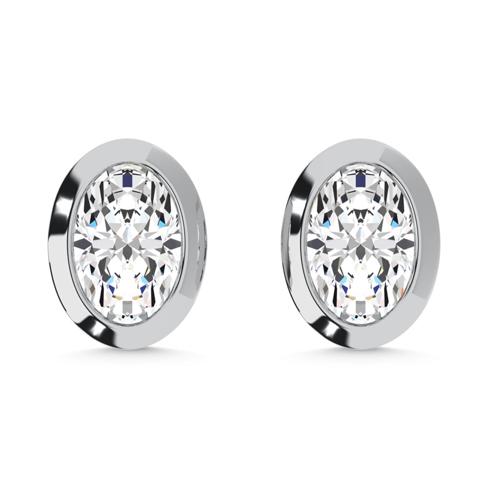 10K White Gold Lab Grown Diamond 1/5 Ct.Tw. Oval Shape Stud Earrings