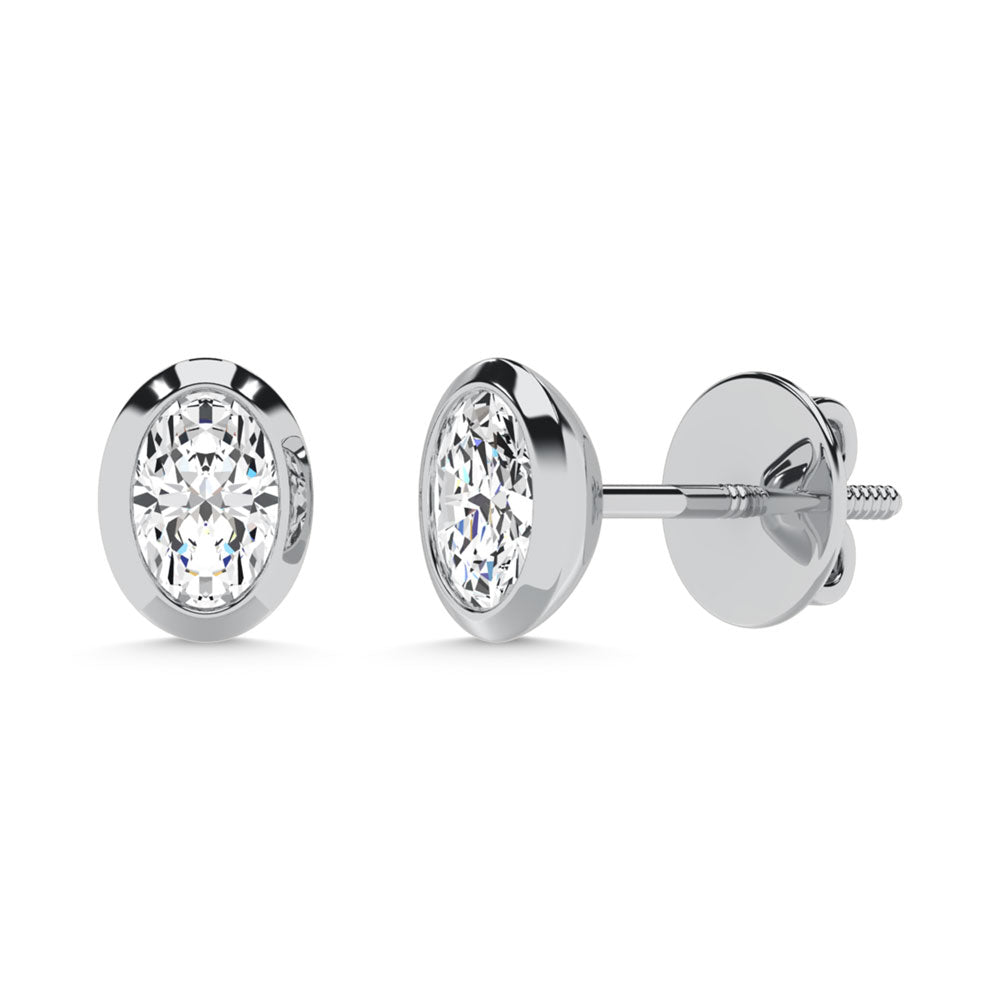 10K White Gold Lab Grown Diamond 1/5 Ct.Tw. Oval Shape Stud Earrings