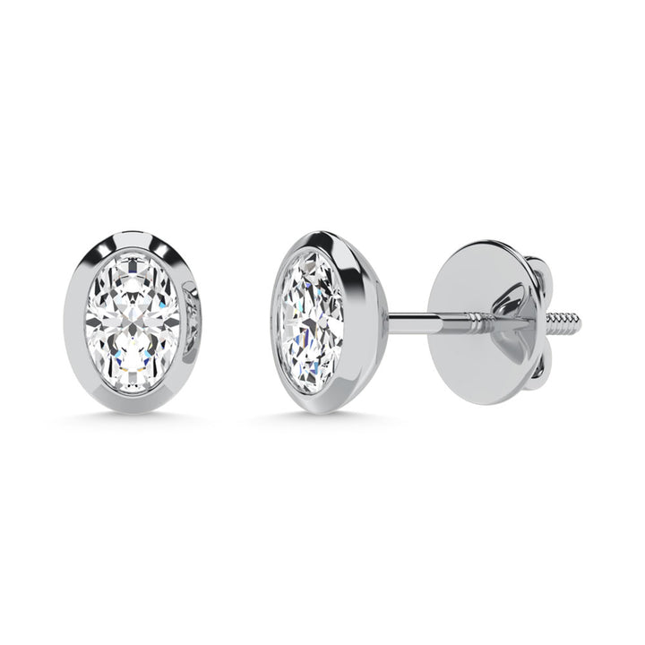 10K White Gold Lab Grown Diamond 1/5 Ct.Tw. Oval Shape Stud Earrings