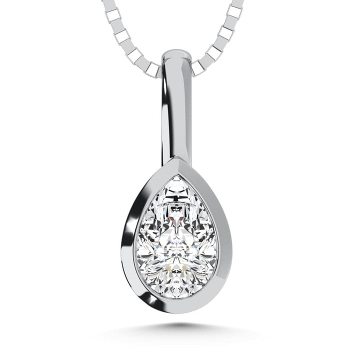 10K White Gold Lab Grown Diamond 1/6 Ct.Tw. Pear Shape  Solitaire Pendant