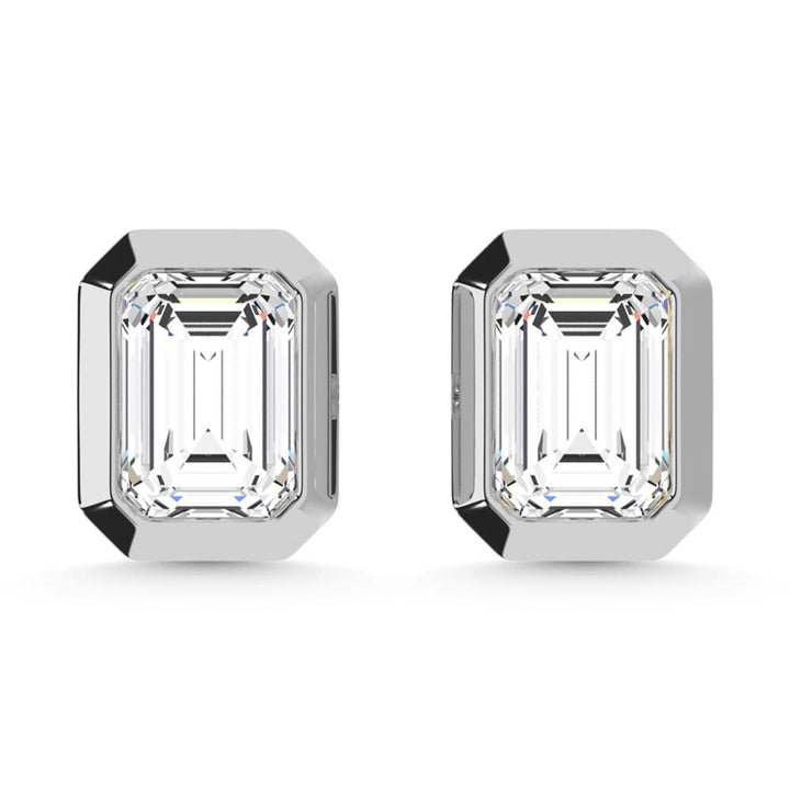 10K White Gold Lab Grown Diamond 1/5 Ct.Tw. Emerald Shape Stud Earrings