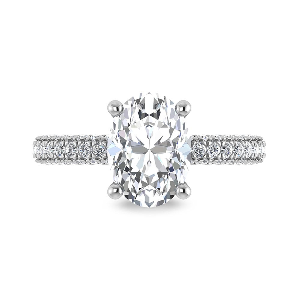 14K White Gold Lab Grown Diamond 4 Ct.Tw.  Oval Shape Halo Engagement Ring (IGI Certified Center 3ct)