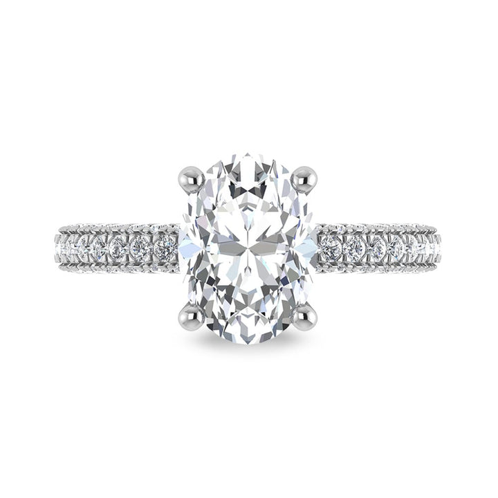14K White Gold Lab Grown Diamond 4 Ct.Tw.  Oval Shape Halo Engagement Ring (IGI Certified Center 3ct)