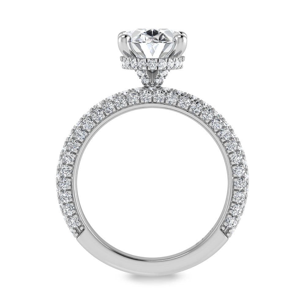 14K White Gold Lab Grown Diamond 4 Ct.Tw.  Oval Shape Halo Engagement Ring (IGI Certified Center 3ct)