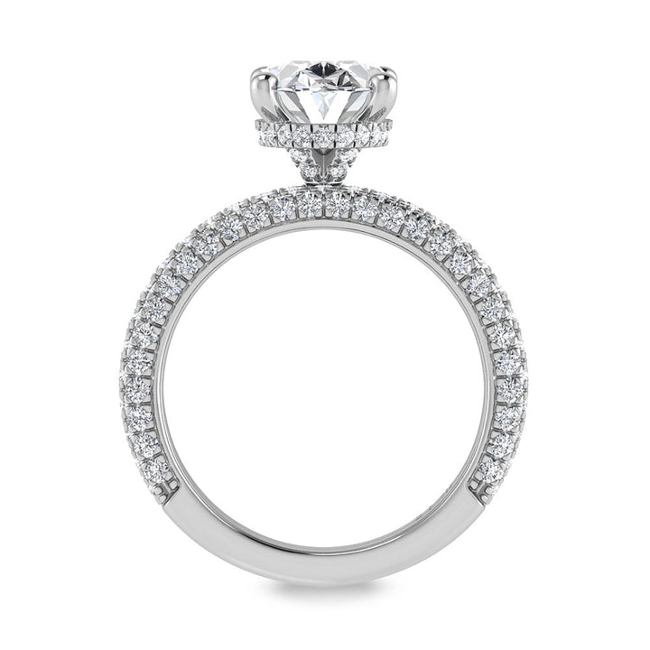 14K White Gold Lab Grown Diamond 4 Ct.Tw.  Oval Shape Halo Engagement Ring (IGI Certified Center 3ct)