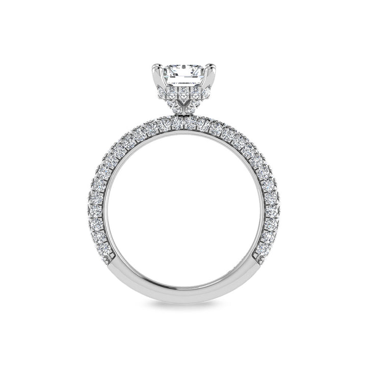 14K White Gold Lab Grown Diamond 3 Ct.Tw.  Radiant Shape Halo Engagement Ring (IGI Certified Center 2ct)