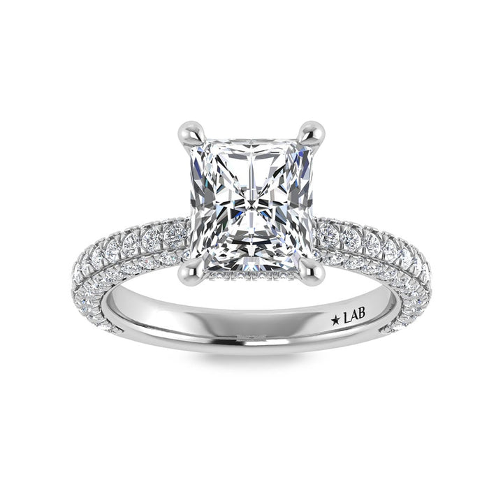 14K White Gold Lab Grown Diamond 4 Ct.Tw.  Radiant Shape Halo Engagement Ring (IGI Certified Center 3ct)