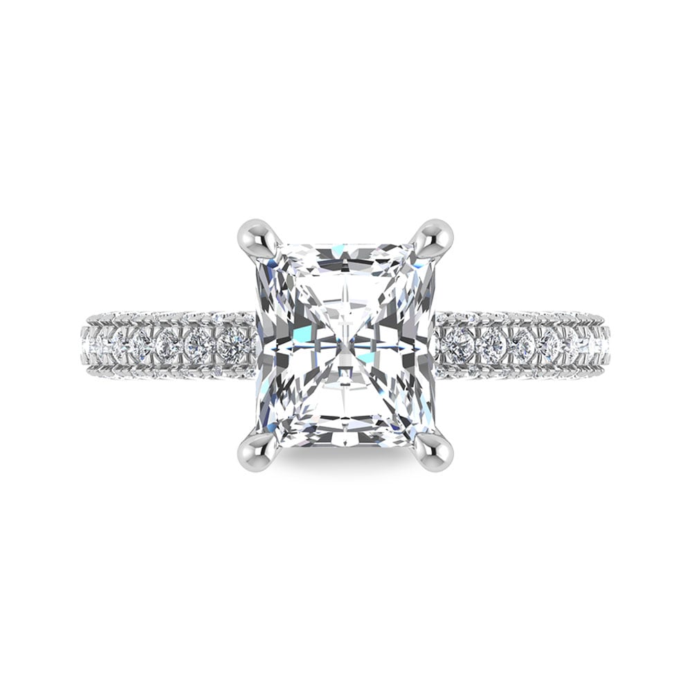14K White Gold Lab Grown Diamond 4 Ct.Tw.  Radiant Shape Halo Engagement Ring (IGI Certified Center 3ct)