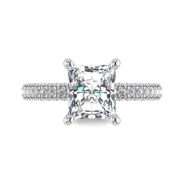 14K White Gold Lab Grown Diamond 4 Ct.Tw.  Radiant Shape Halo Engagement Ring (IGI Certified Center 3ct)