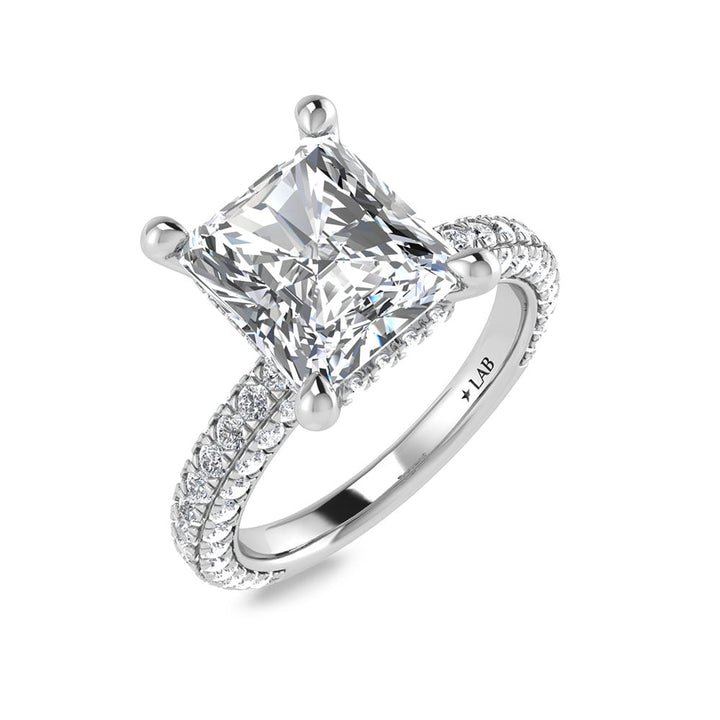 14K White Gold Lab Grown Diamond 4 Ct.Tw.  Radiant Shape Halo Engagement Ring (IGI Certified Center 3ct)