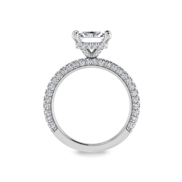 14K White Gold Lab Grown Diamond 4 Ct.Tw.  Radiant Shape Halo Engagement Ring (IGI Certified Center 3ct)