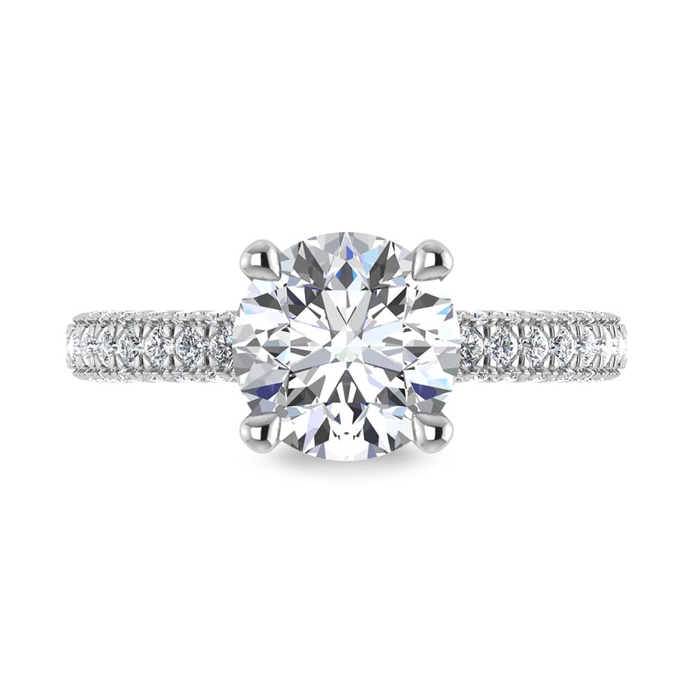 14K White Gold Lab Grown Diamond 4 Ct.Tw.  Round Shape Halo Engagement Ring (IGI Certified Center 3ct)